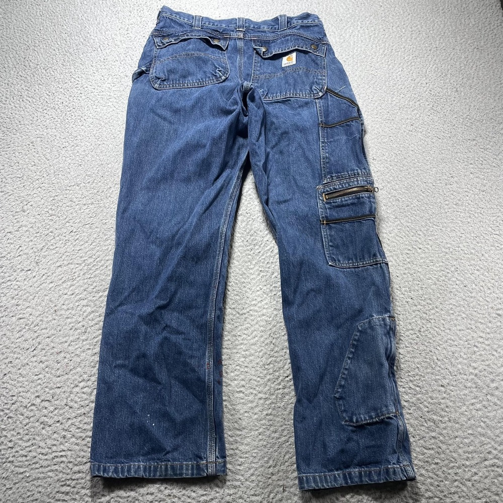 Carhartt Multipocket Denim Carpenter Cargo Jeans Mens 32x32 EB229 Utility VTG - Picture 11 of 13